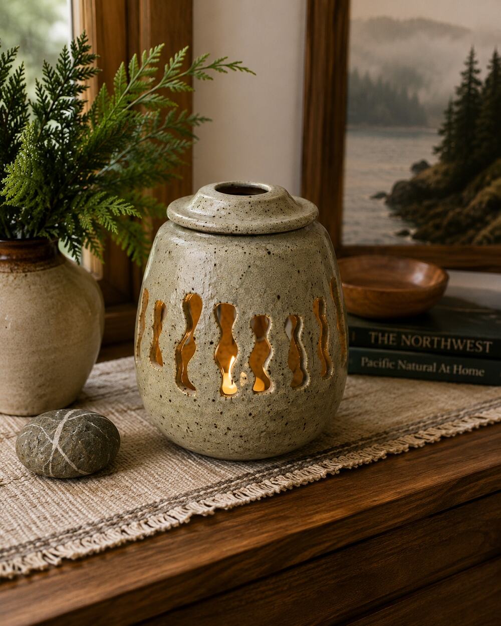 Vintage Kaaren Stoner Studio Pottery Stoneware Lantern